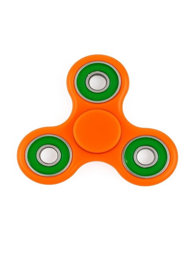 Premsons® Hand Spinner Desk Toy - High Speed Smooth Finger Spin Sensory Fidget Stress Relief Game Play for Kids & Adults - Birthday Party Gift - Four Bearing - Orange + Green Bearing